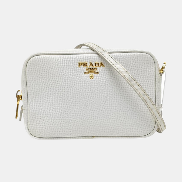 Saffiano Calfskin Shoulder Bag White