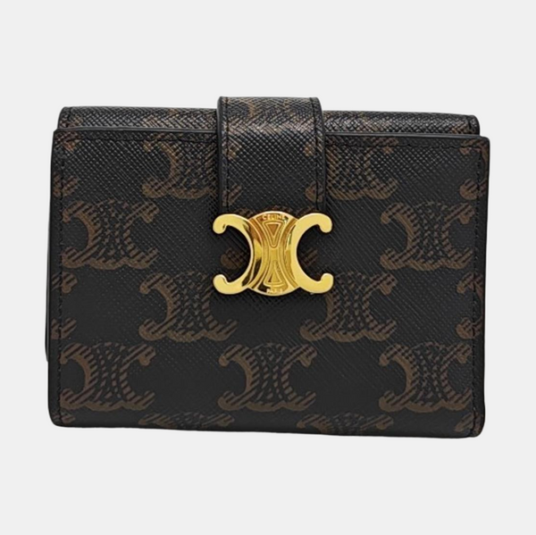 TRIOMPHE Mini Coated Canvas Black Card Holder