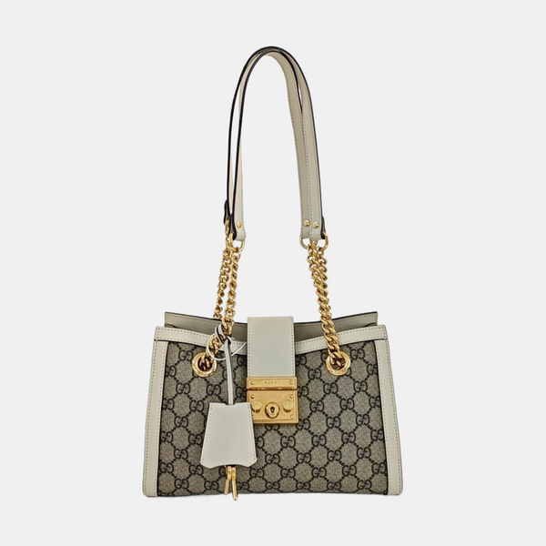 Padlock Small Monogram Coated Canvas Beige