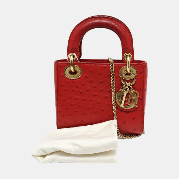 Lady Dior Mini Ostrich Red