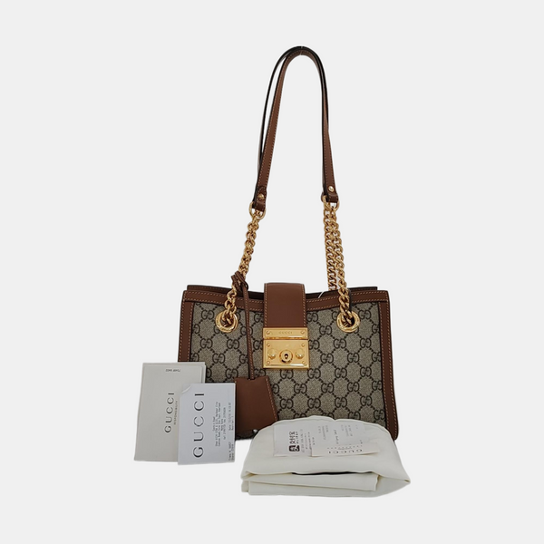 Padlock Small Monogram Coated Canvas Beige