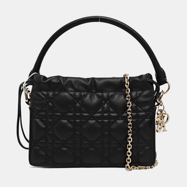 Cannage Lambskin Shoulder Bag Black