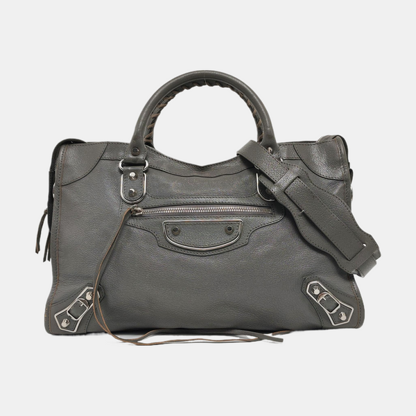 Classic Metallic Edge City Medium Lambskin Gray