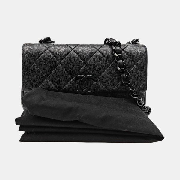 My Everything Flap Quilted Grained Calfskin Black