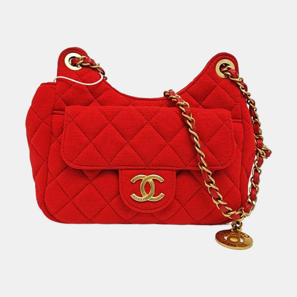 23C HOBO Small Quilted Fabric Red