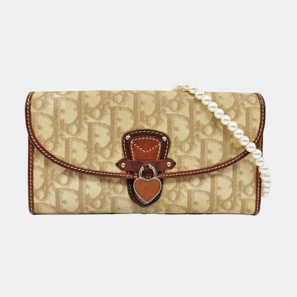 Oblique Coated Canvas Top Handle Bag Beige