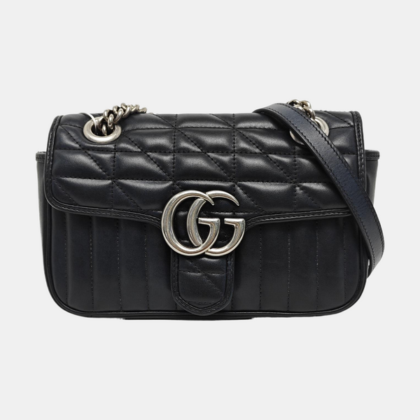 GG Marmont Small Quilted Calfskin Black