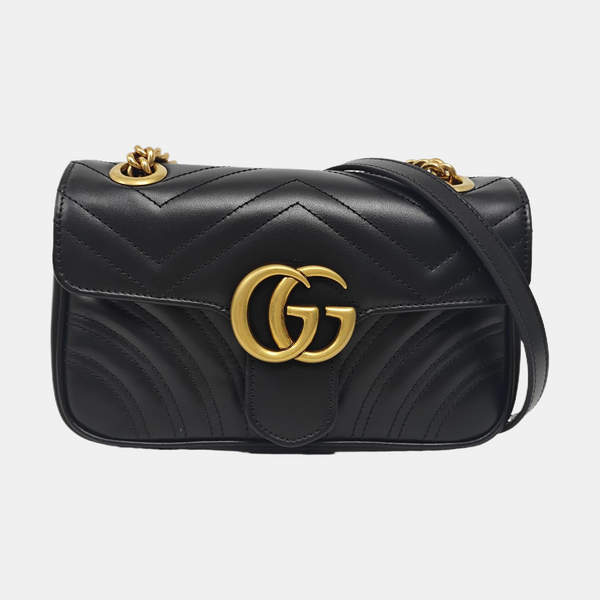 GG Marmont Small Quilted Calfskin Black