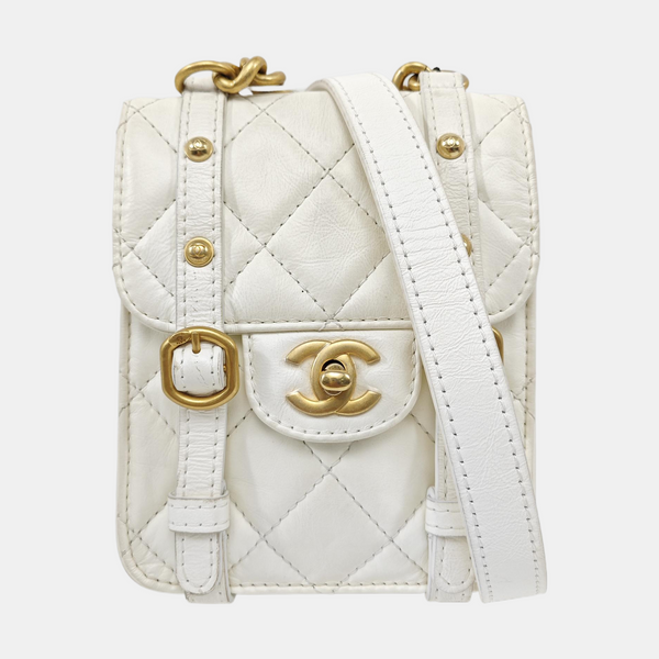 Quilted Calfskin Shoulder Bag Mini White