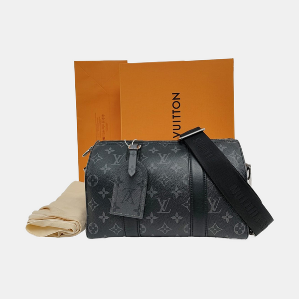 KEEPALL Monogram Coated Canvas Black
