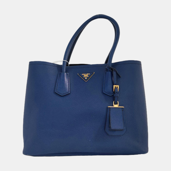Authenticated pre-owned Double Saffiano Calfskin Blue - Tote Bag at Looply