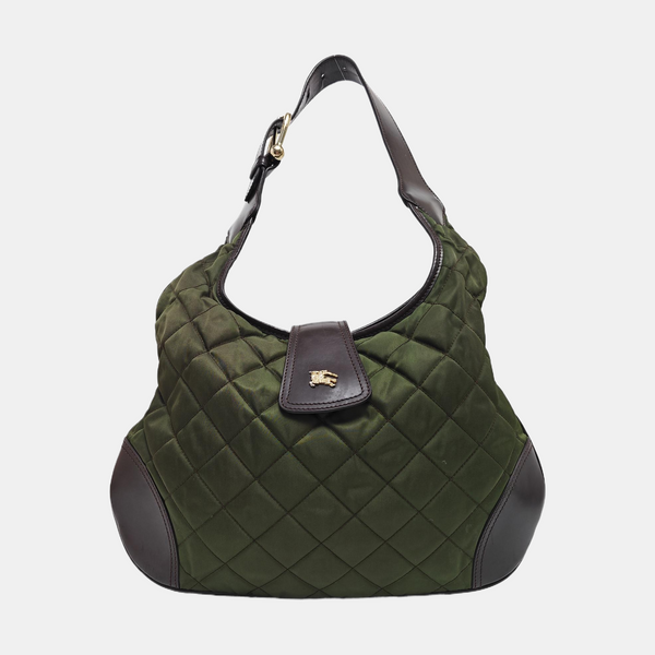 Quilted Nylon Shoulder Bag Green