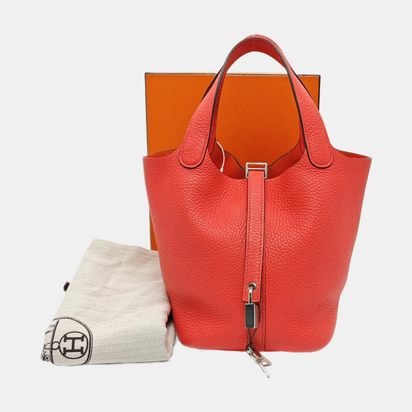 Authenticated pre-owned Picotin Lock 18 Clemence Red - Bucket Bag at Looply