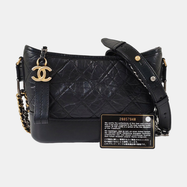 GABRIELLE Small Quilted Calfskin Black