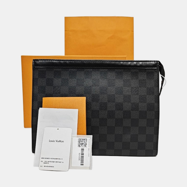 Pochette Voyag MM Damier Graphite Coated Canvas Gray