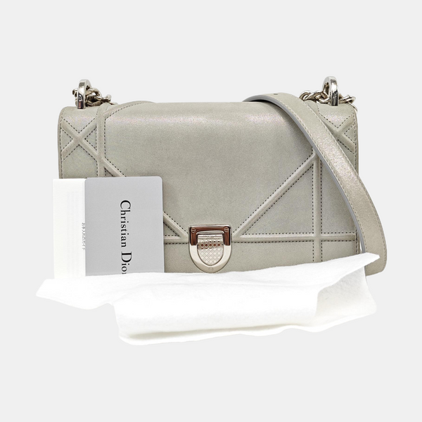 Diorama Small Cannage Calfskin Silver