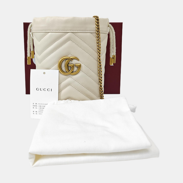 GG Marmont Mini Quilted Calfskin White