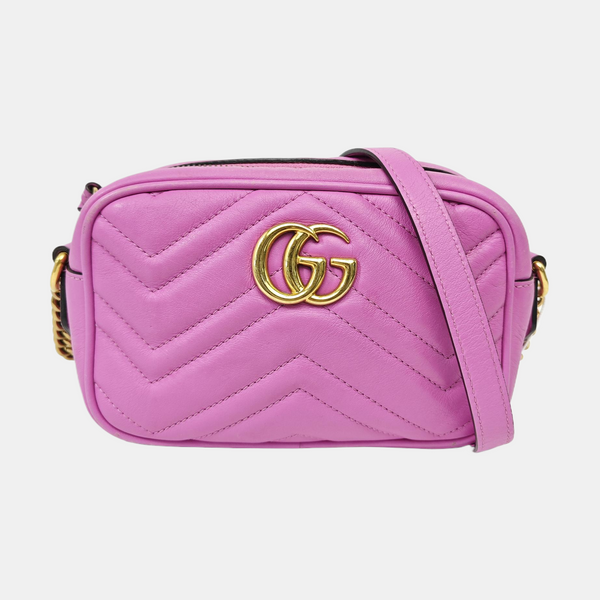 GG Marmont Mini Quilted Calfskin Purple
