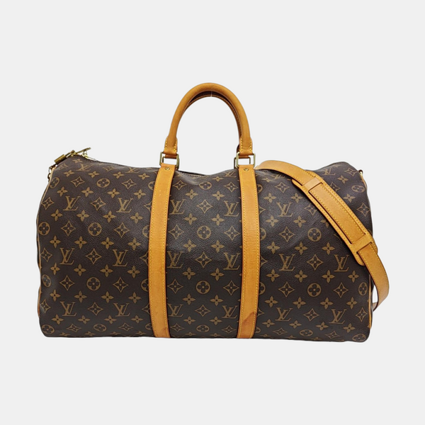KEEPALL 50 Monogram Coated Canvas Brown