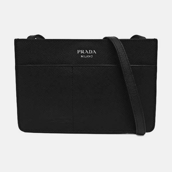 Saffiano Calfskin Shoulder Bag Black