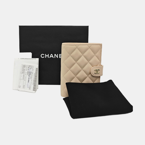 Quilted Grained Calfskin Wallet Pink