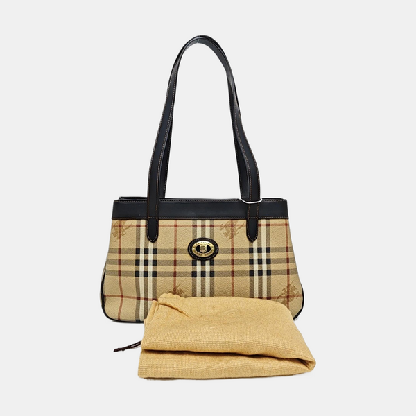 Coated Canvas Top Handle Bag Brown