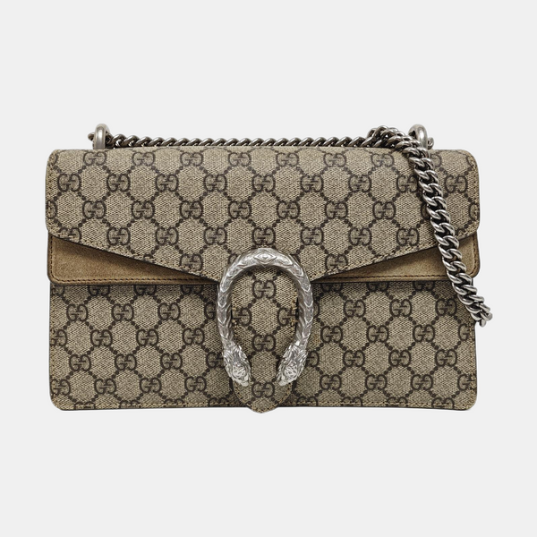 Dionysus Small Monogram Coated Canvas Beige