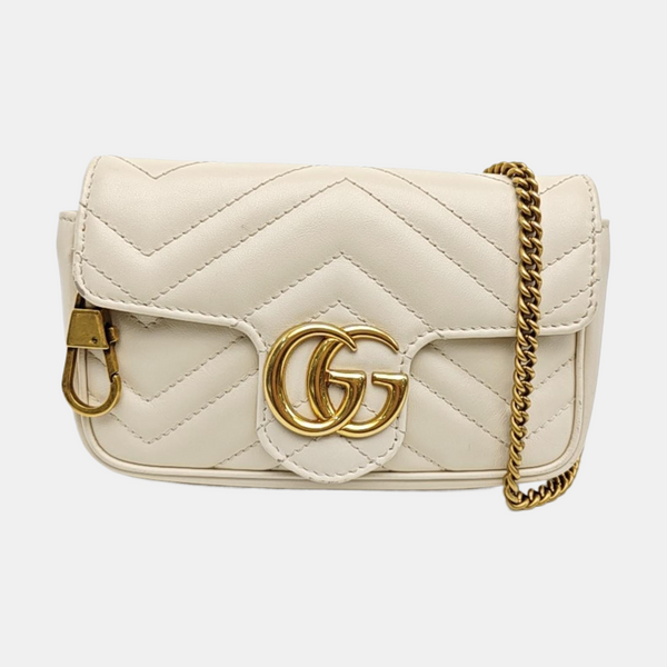 GG Marmont Mini Quilted Calfskin White