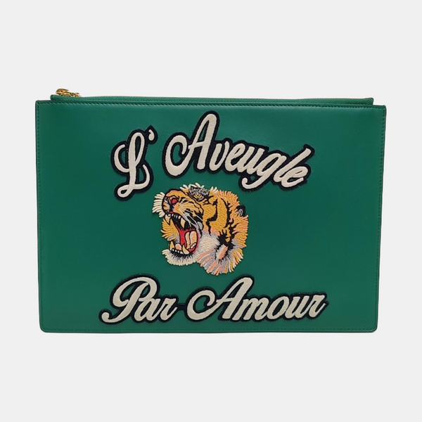 Calfskin Clutch Green