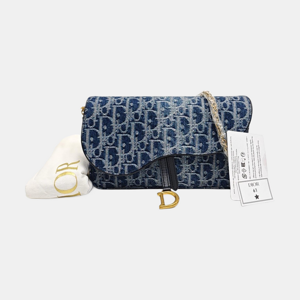 Saddle Medium Oblique Denim Blue