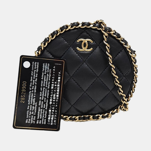 Quilted Lambskin Shoulder Bag Black