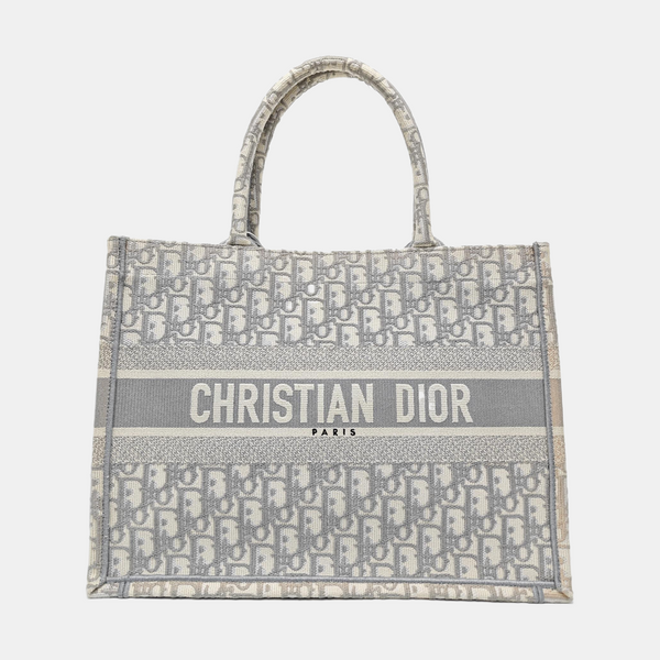 Book Tote Medium Oblique Canvas White
