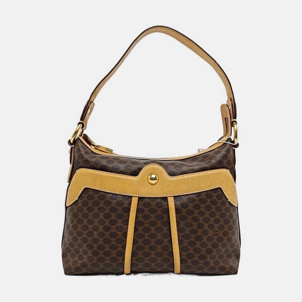 Coated Canvas Shoulder Bag Brown