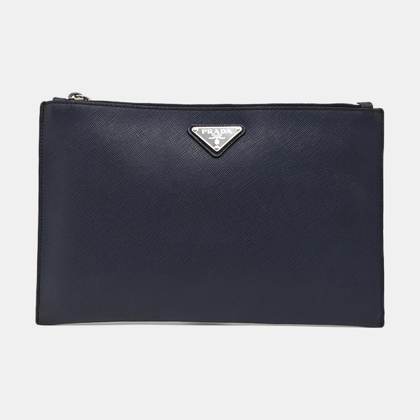 Saffiano Calfskin Clutch Blue