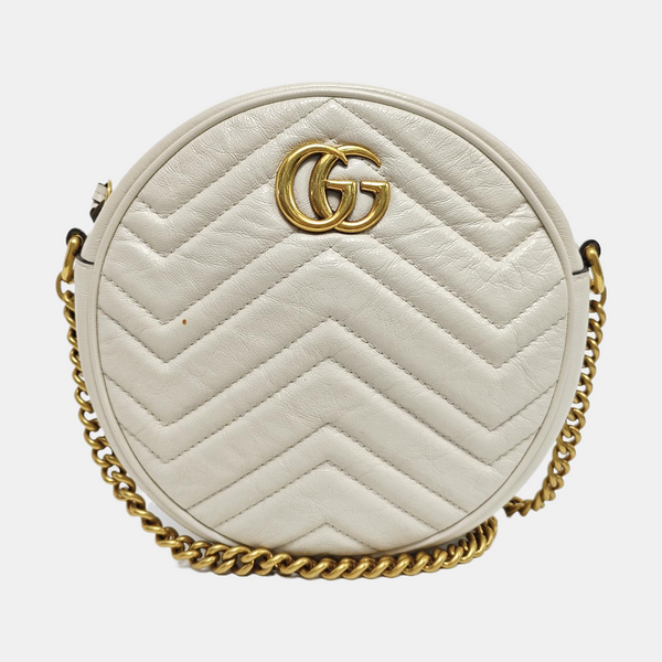 GG Marmont Mini Quilted Calfskin White