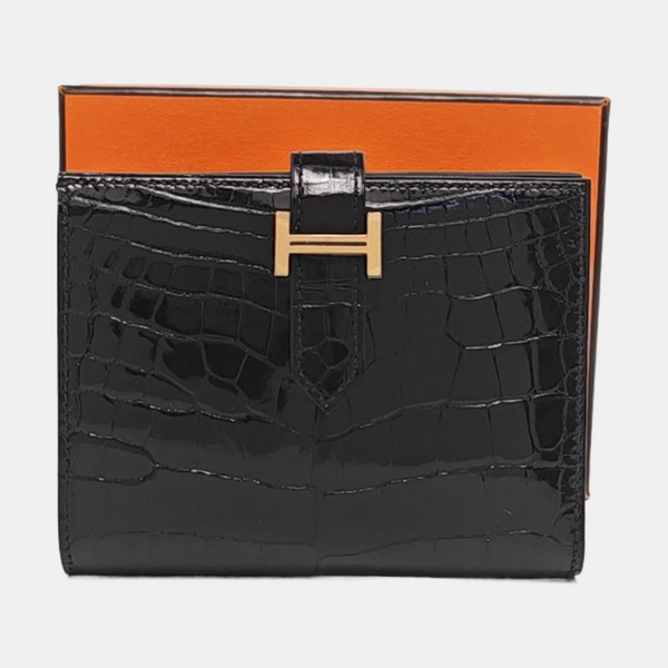 Bearn Shiny Porosus Crocodile Black Card Holder