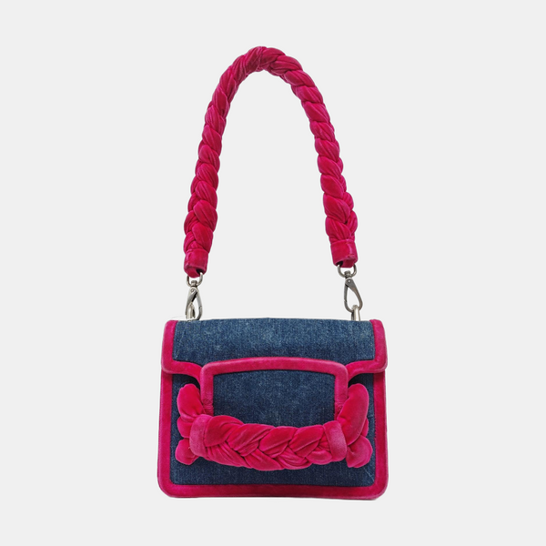 Denim Top Handle Bag Blue