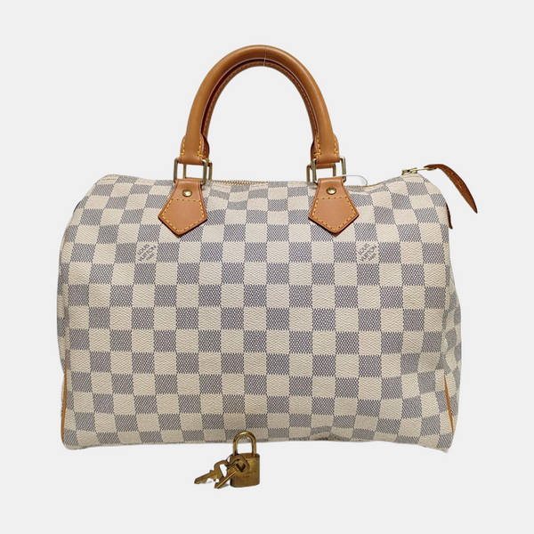 SPEEDY 30 Damier Azur Coated Canvas White