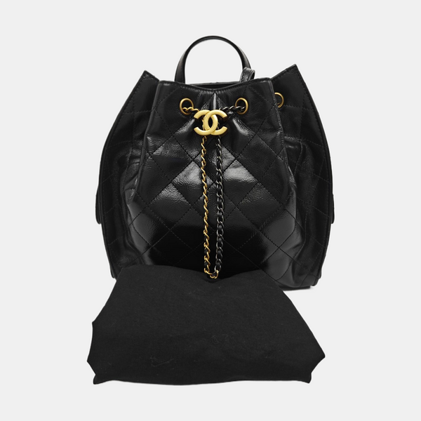 Quilted Calfskin Backpack Black