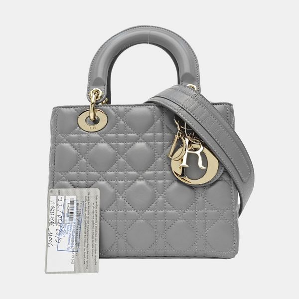 Lady Dior Small Cannage Lambskin Gray