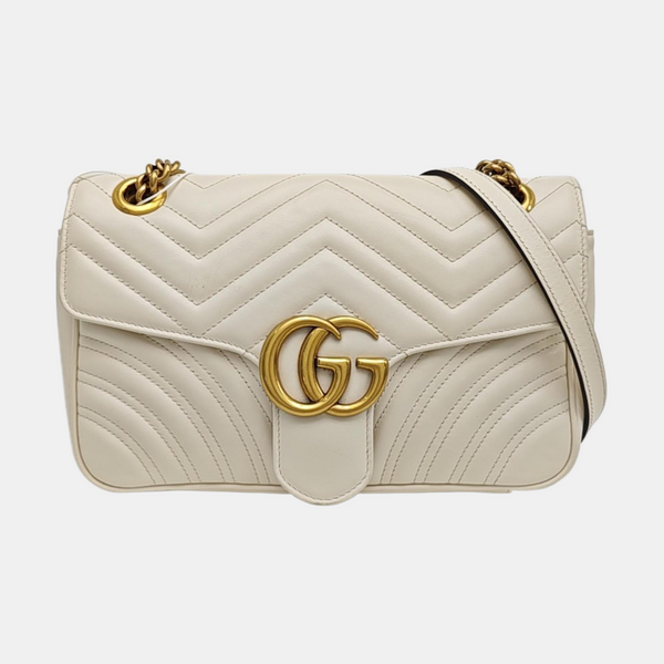 GG Marmont Medium Quilted Calfskin White