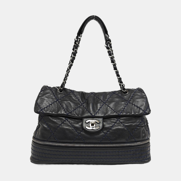 Quilted Lambskin Shoulder Bag Black