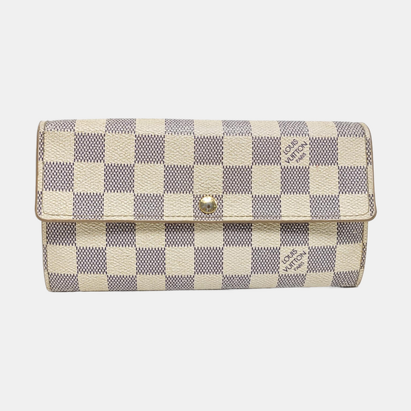 PORTE MONNAIE Damier Azur Coated Canvas White Wallet
