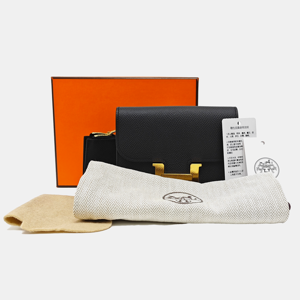 Constance Slim Epsom Black Wallet