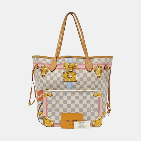 NEVERFULL MM Damier Azur Coated Canvas White