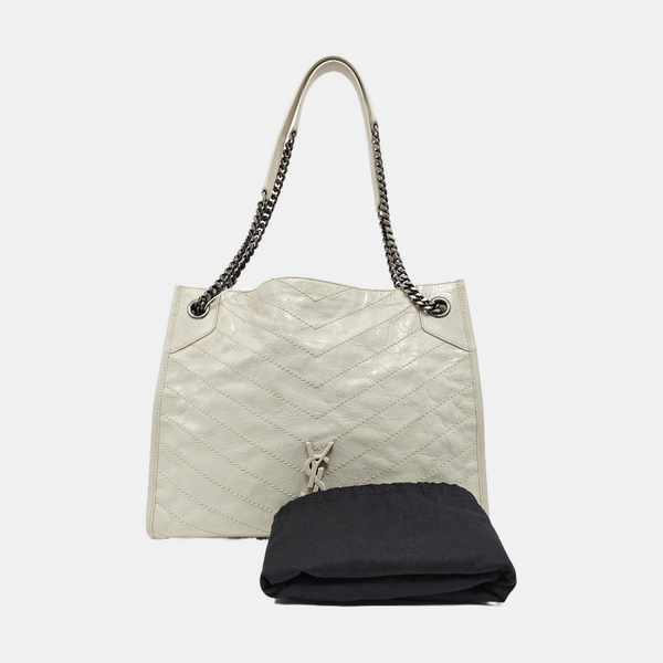 NIKI Medium Chevron Calfskin Beige