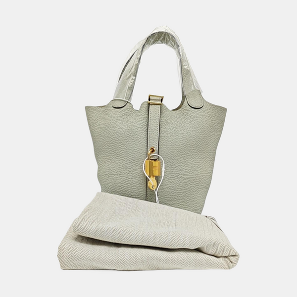 Authenticated pre-owned Picotin Lock 18 Clemence Gray - Bucket Bag at Looply