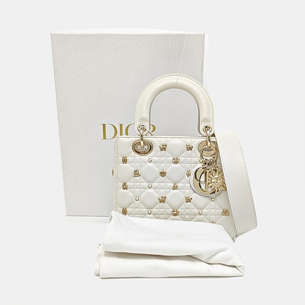 Lady Dior Small Cannage Calfskin White