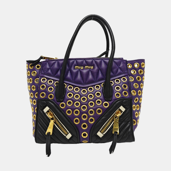 Zipper Wallet Quilted Lambskin Purple