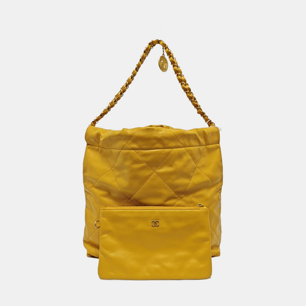 CHANEL 22 Small Quilted Calfskin Yellow